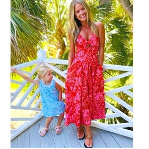 Vibrant Red Floral Maxi Dress